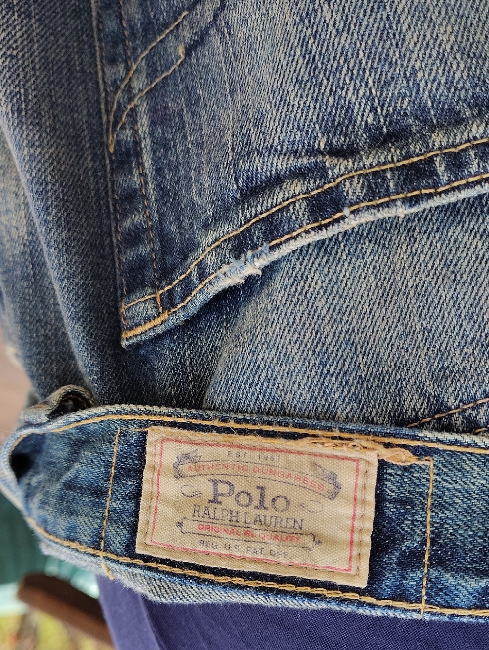Polo Ralph Lauren Blue Distressed Denim Skirt - Picture 2 of 3